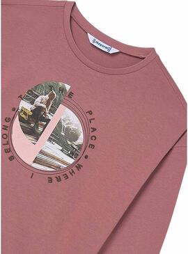 Maglietta Mayoral grafica rosa per bambina