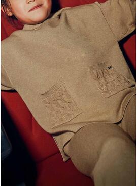 Set Mayoral pantaloni e maglione cammello per bambina