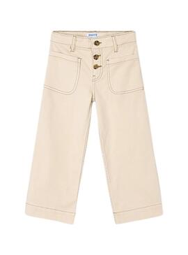 Pantaloni Mayoral in twill beige per bambina
