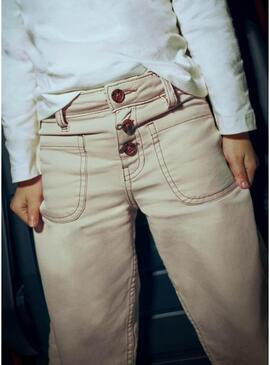 Pantaloni Mayoral in twill beige per bambina