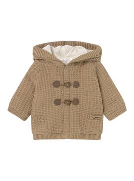 Giacca Mayoral in maglia color tostato per neonato.