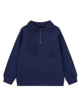 Felpa Mayoral colletto polo blu marino per bambino