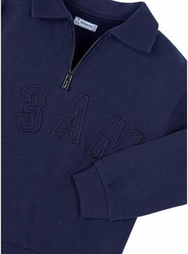 Felpa Mayoral colletto polo blu marino per bambino
