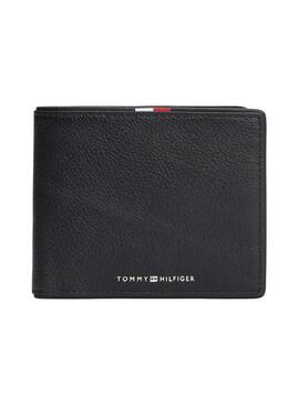 Portafoglio in pelle pieghevole Corporate di Tommy Hilfiger con porta monete nero per uomo.