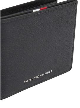 Portafoglio in pelle pieghevole Tommy Hilfiger Corporate nero per uomo.