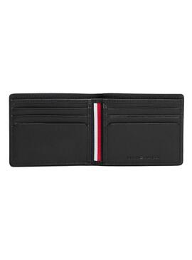 Portafoglio in pelle pieghevole Tommy Hilfiger Corporate nero per uomo.