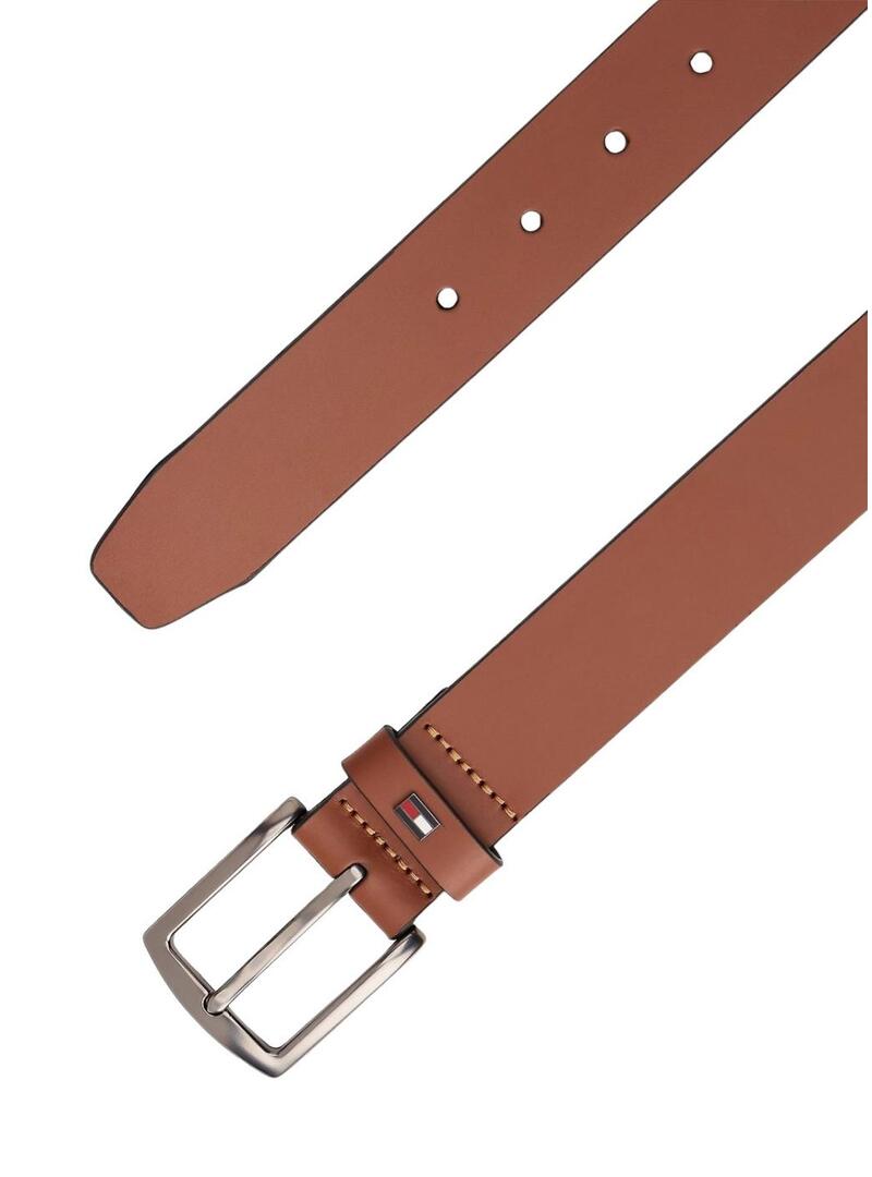 Cintura in pelle Tommy Hilfiger Denton con logo cammello per uomo