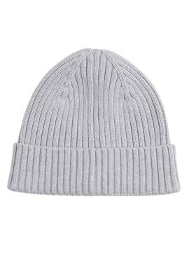 Cappello Tommy Jeans Heritage in maglia grigia con logo per donna.