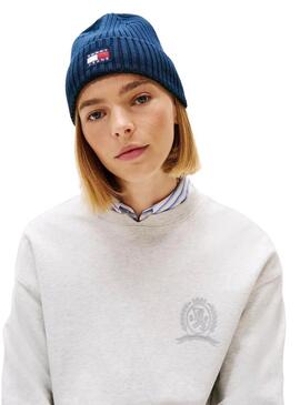 Cappello Tommy Jeans Heritage a maglia con logo marino per donna