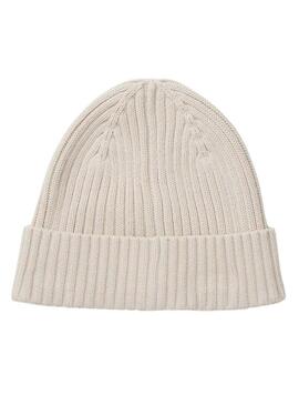 Cappello Tommy Jeans Heritage in maglia beige con logo per donna.