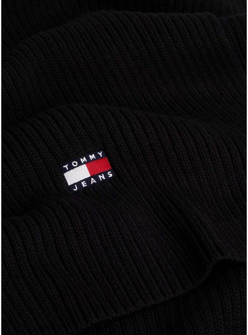 Sciarpa Tommy Jeans Heritage nera a maglia per uomo
