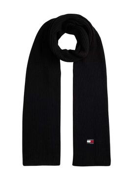 Sciarpa Tommy Jeans Heritage nera a maglia per uomo