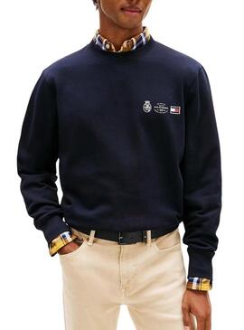 Felpa Tommy Hilfiger Small Crest blu marino per uomo