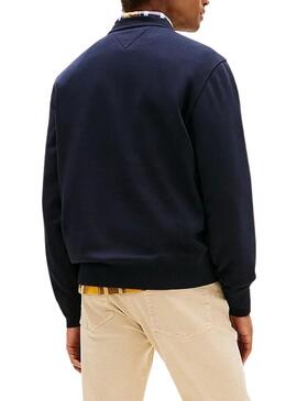 Felpa Tommy Hilfiger Small Crest blu marino per uomo
