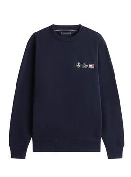 Felpa Tommy Hilfiger Small Crest blu marino per uomo