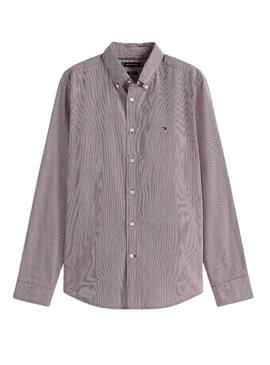 Camicia Tommy Hilfiger in popeline a quadretti bordeaux per uomo