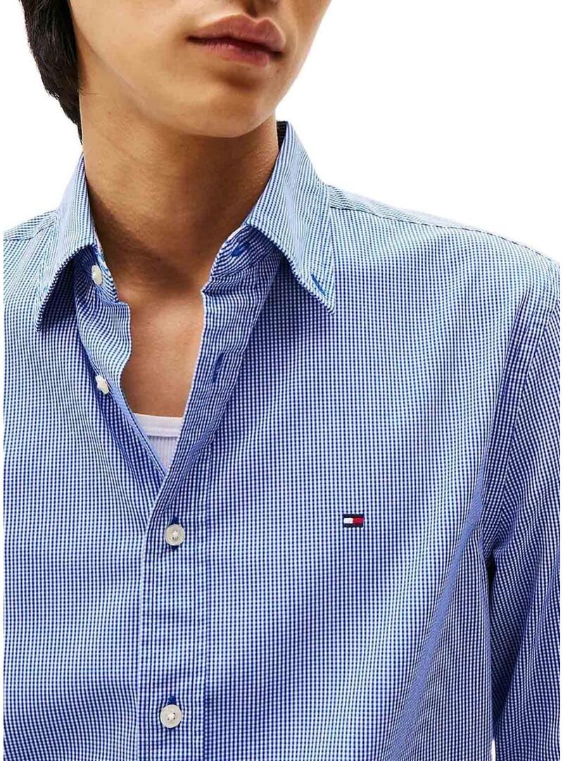 Camicia Tommy Hilfiger in popeline a quadri blu per uomo