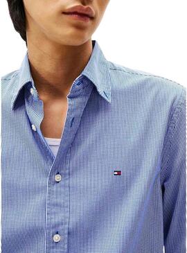 Camicia Tommy Hilfiger in popeline a quadri blu per uomo
