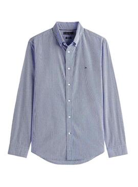 Camicia Tommy Hilfiger in popeline a quadri blu per uomo