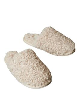 Pantofole da casa Calvin Klein in pile beige per donna