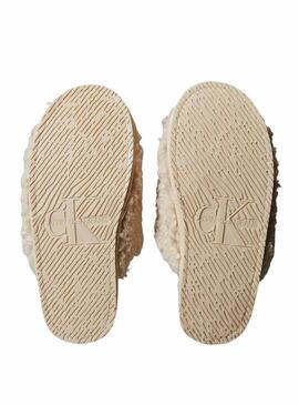 Pantofole da casa Calvin Klein in pile beige per donna