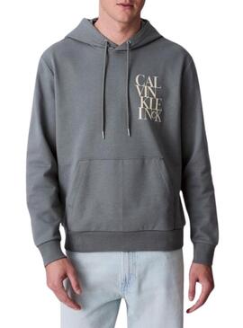 Felpa Calvin Klein Line con cappuccio grigia per uomo