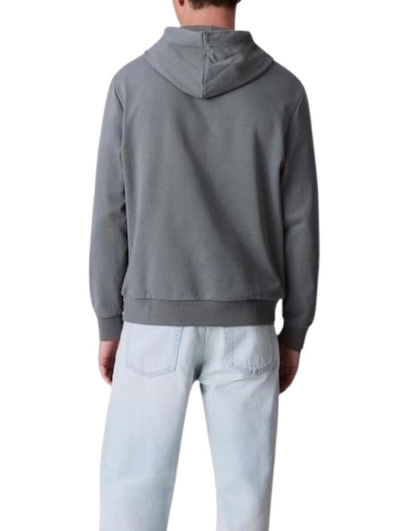 Felpa Calvin Klein Line con cappuccio grigia per uomo