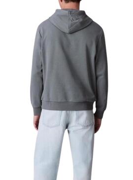 Felpa Calvin Klein Line con cappuccio grigia per uomo