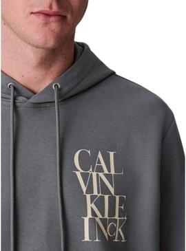 Felpa Calvin Klein Line con cappuccio grigia per uomo