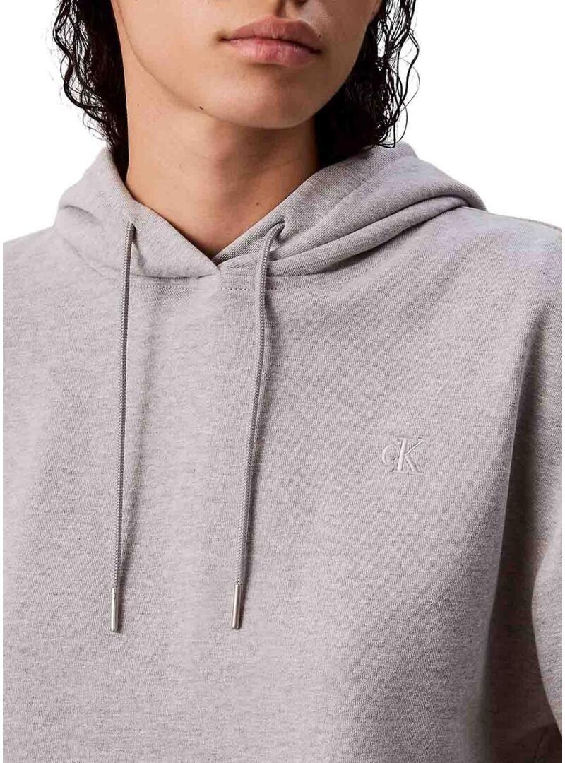 Felpa con cappuccio Calvin Klein grigia con logo per donna.