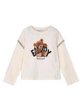 Maglietta Mayoral orso beige per bambina