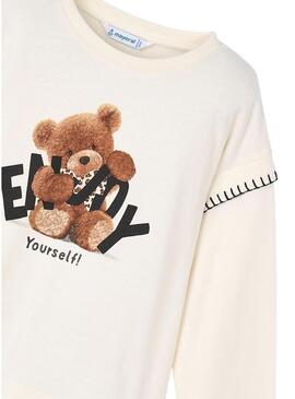 Maglietta Mayoral orso beige per bambina