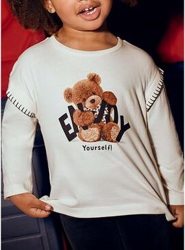 Maglietta Mayoral orso beige per bambina
