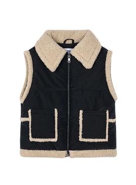 Gilet Mayoral con contrasti di pelliccia nera per bambina.