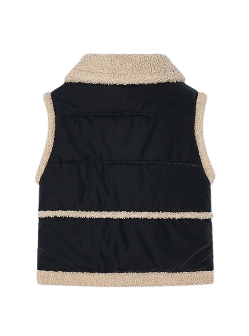 Gilet Mayoral con contrasti di pelliccia nera per bambina.