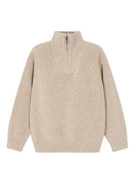 Maglione beige con zip Mayoral per bambino