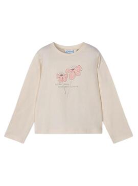 Maglietta Mayoral con fiore basico beige per bambina