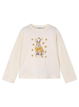 Maglietta Mayoral serigrafia beige per ragazza