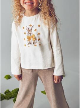 Maglietta Mayoral serigrafia beige per ragazza