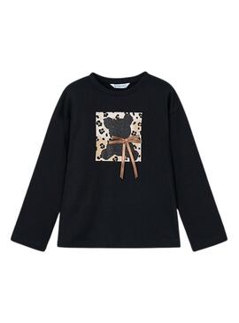 Maglietta Mayoral nera con fiocco per bambina