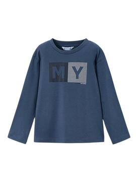 Maglietta Mayoral basic in blu con lettere per bambino