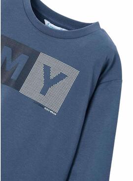 Maglietta Mayoral basic in blu con lettere per bambino