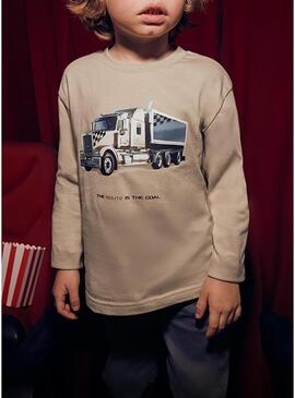 Maglietta Mayoral camion beige per bambino