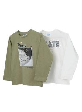 Set 2 magliette Mayoral skate verde bianco bambino