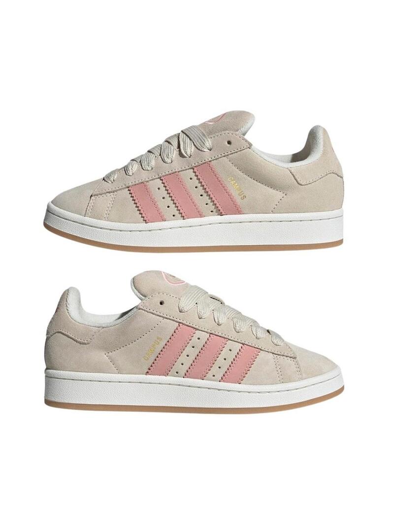 Scarpe Adidas Campus 00S beige e rosa per donna