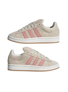 Scarpe Adidas Campus 00S beige e rosa per donna