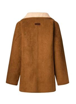 Cappotto Pepe Jeans Teresa cammello con pelliccia per donna