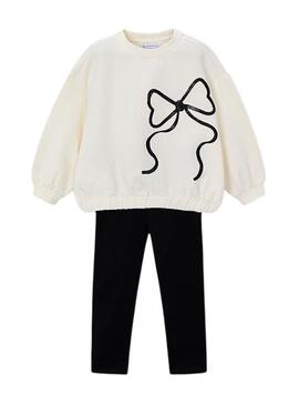 Set completo Mayoral leggings e felpa con fiocco per bambina