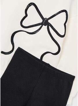 Set completo Mayoral leggings e felpa con fiocco per bambina