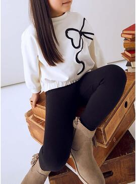 Set completo Mayoral leggings e felpa con fiocco per bambina
